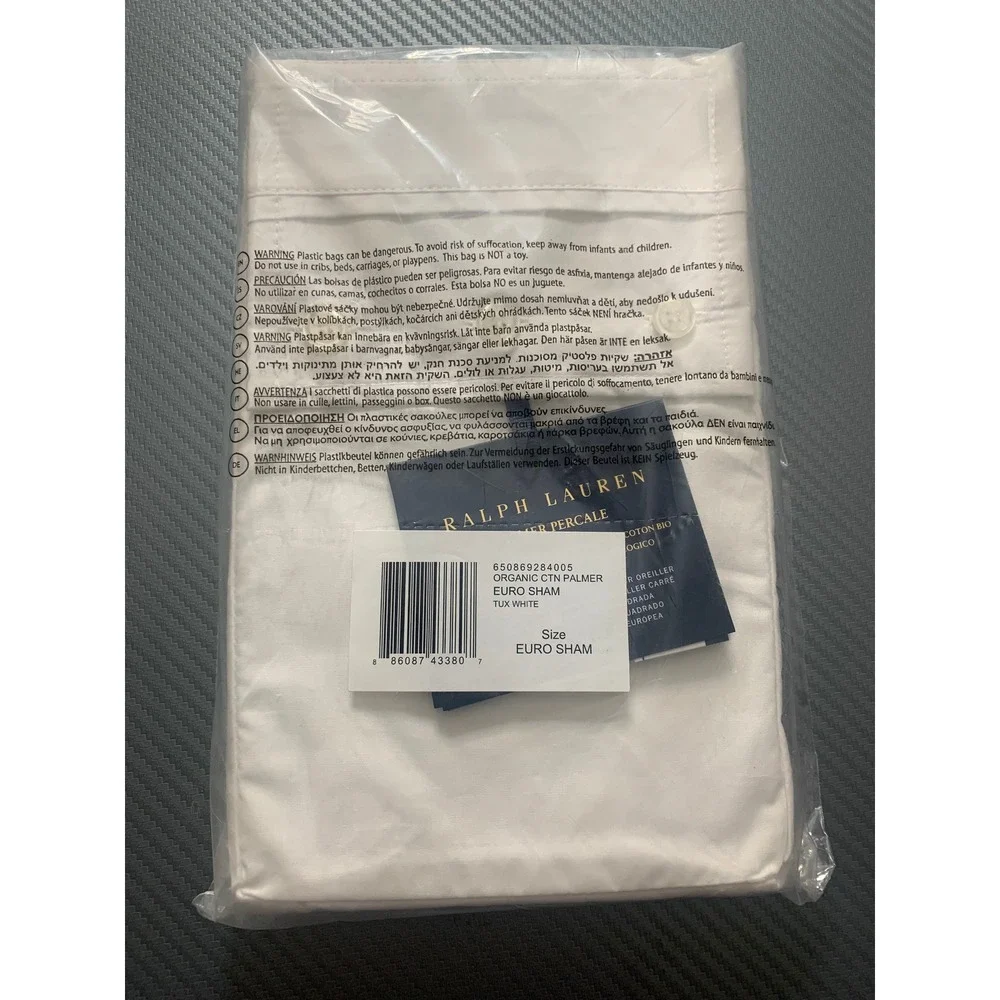 Ralph Lauren Organic Cotton Percale Palmer Euro Sham Tuxedo White